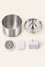 All parts of the stainless steel fountain including filters