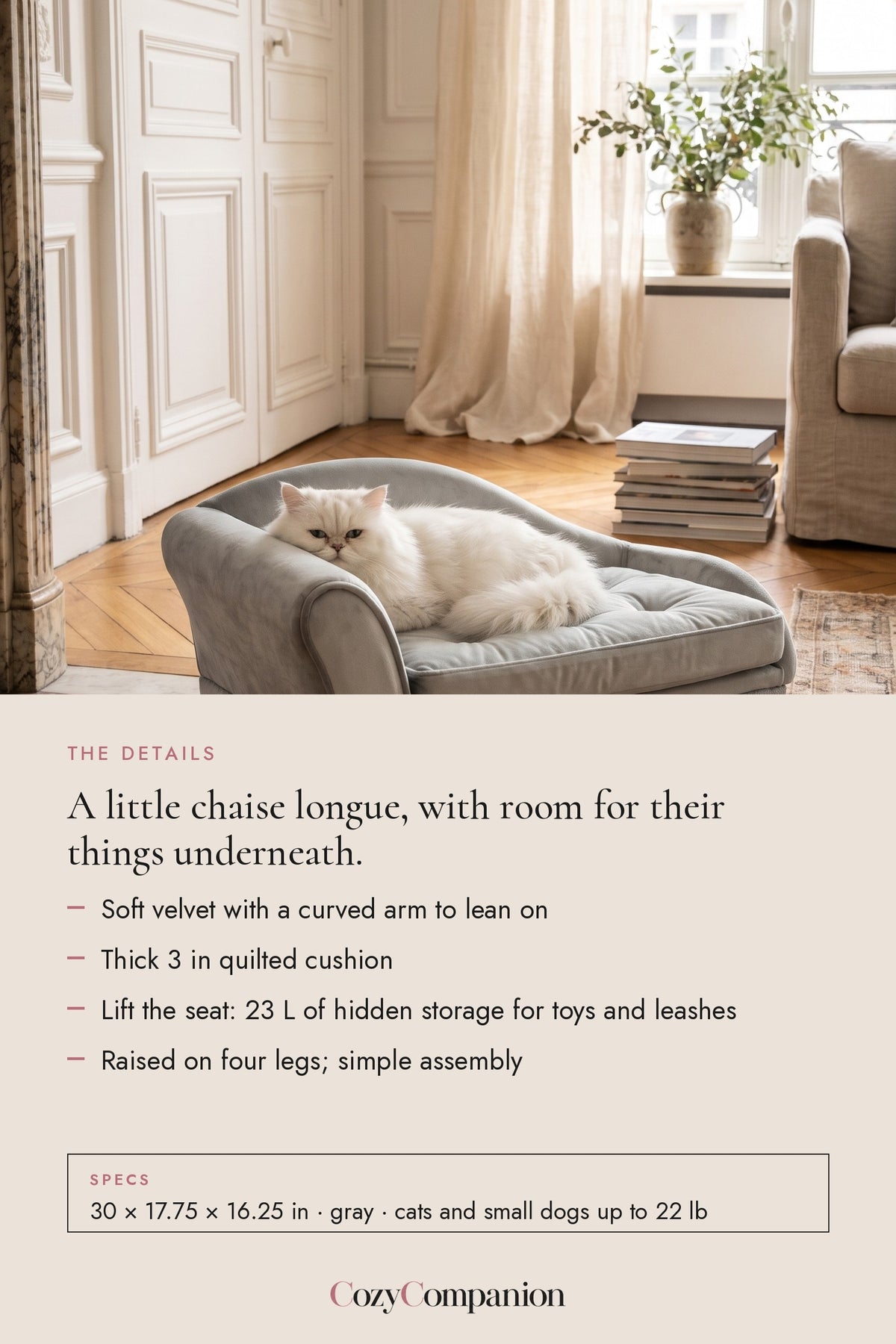 Chaise Velvet Storage Pet Sofa: the details
