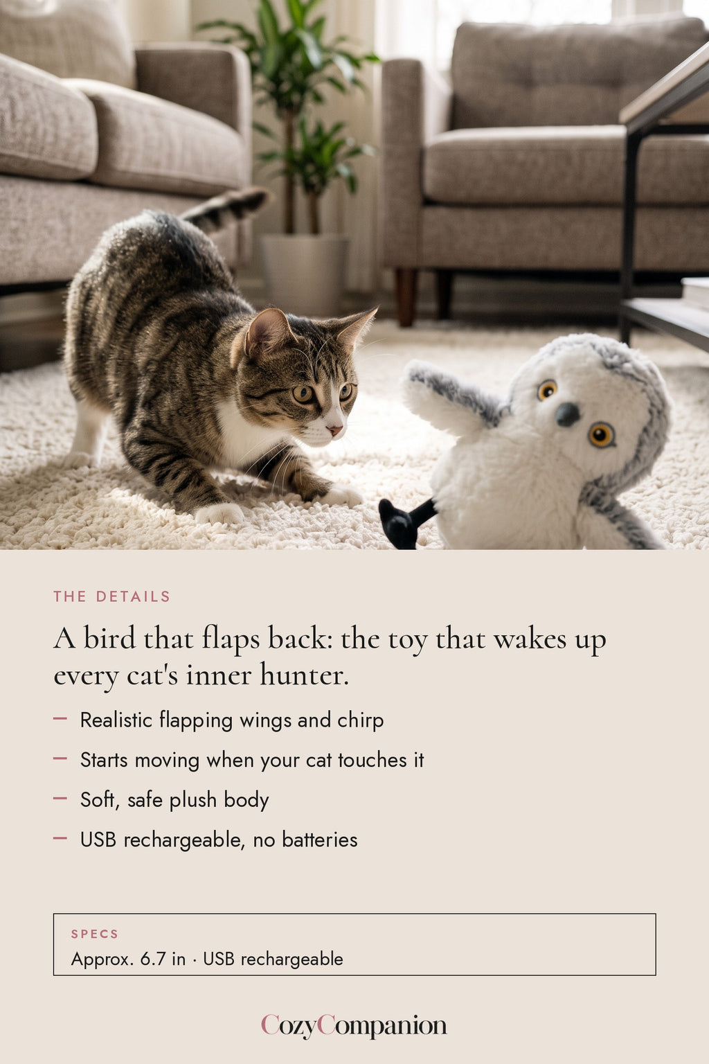 Flit Flapping Bird Cat Toy: the details