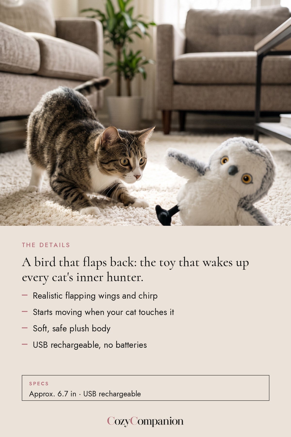 Flit Flapping Bird Cat Toy: the details