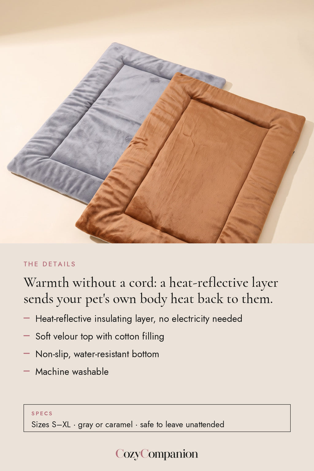 Nook Self-Warming Pet Mat: the details