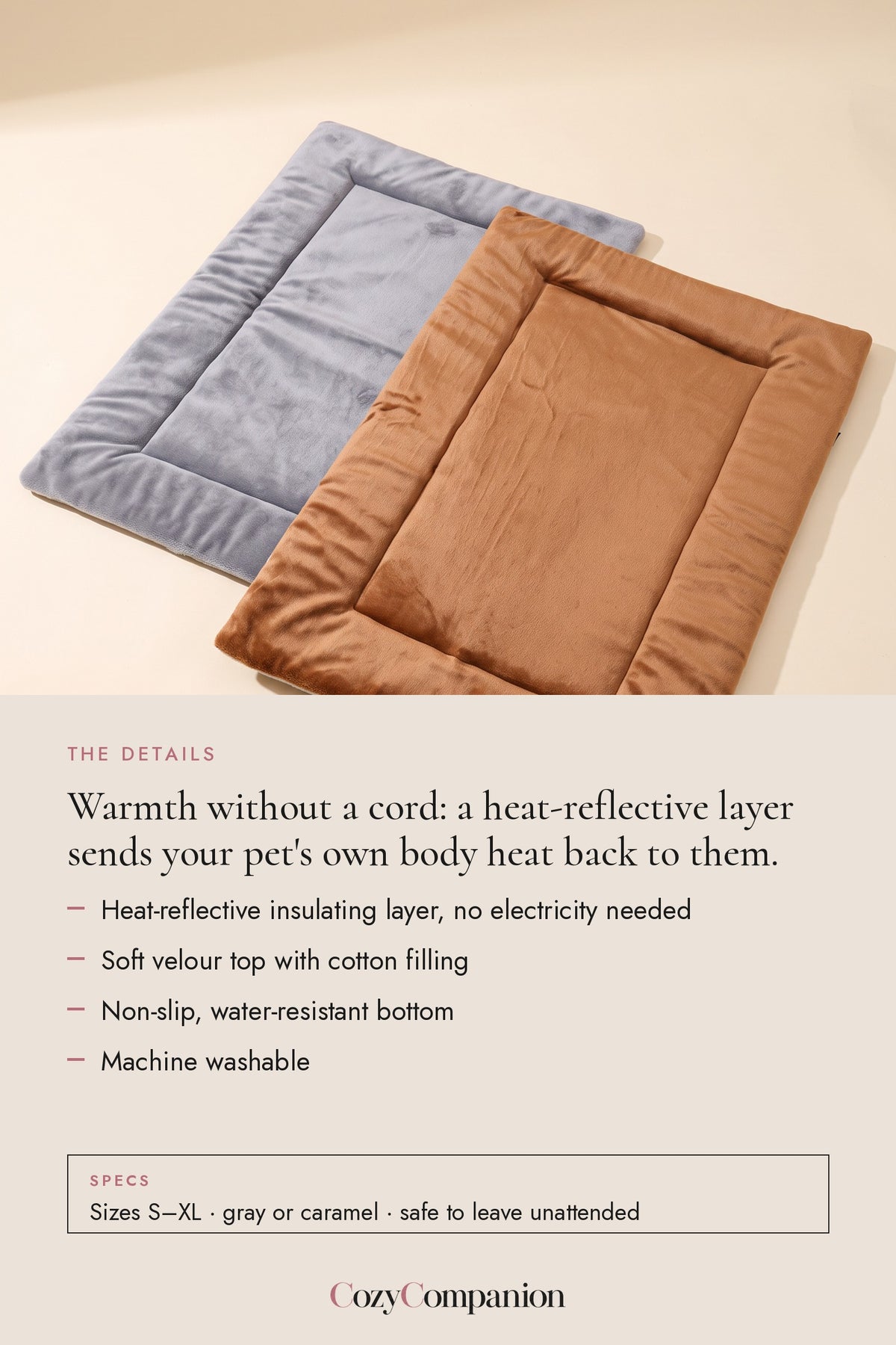 Nook Self-Warming Pet Mat: the details