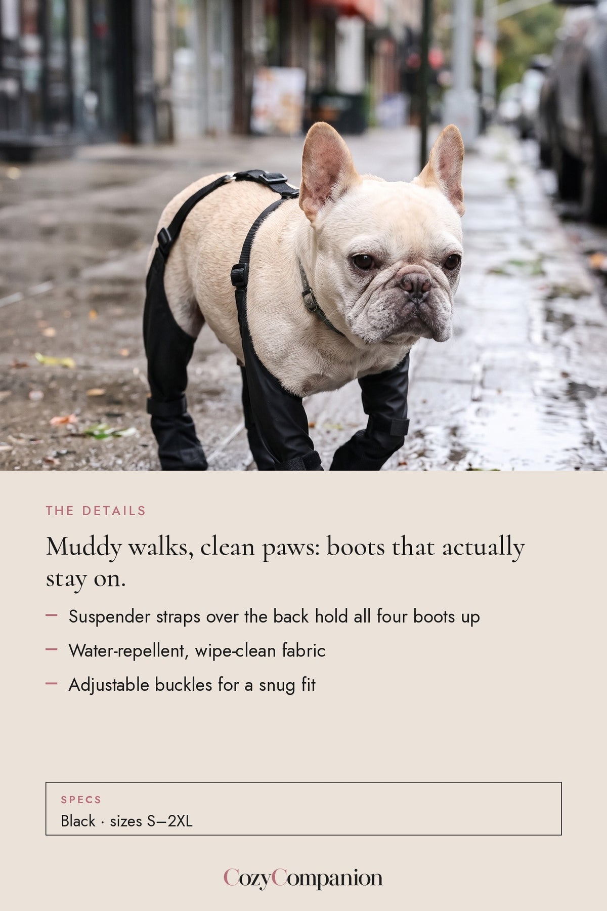 Puddle Suspender Dog Boots: the details