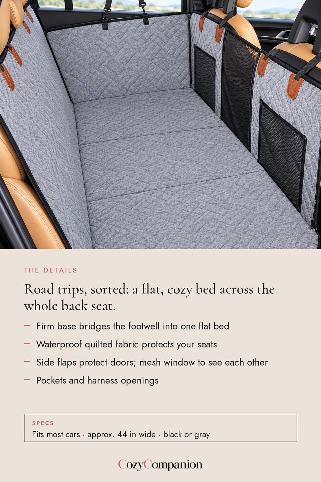 Roam Back Seat Dog Bed & Cover: the details