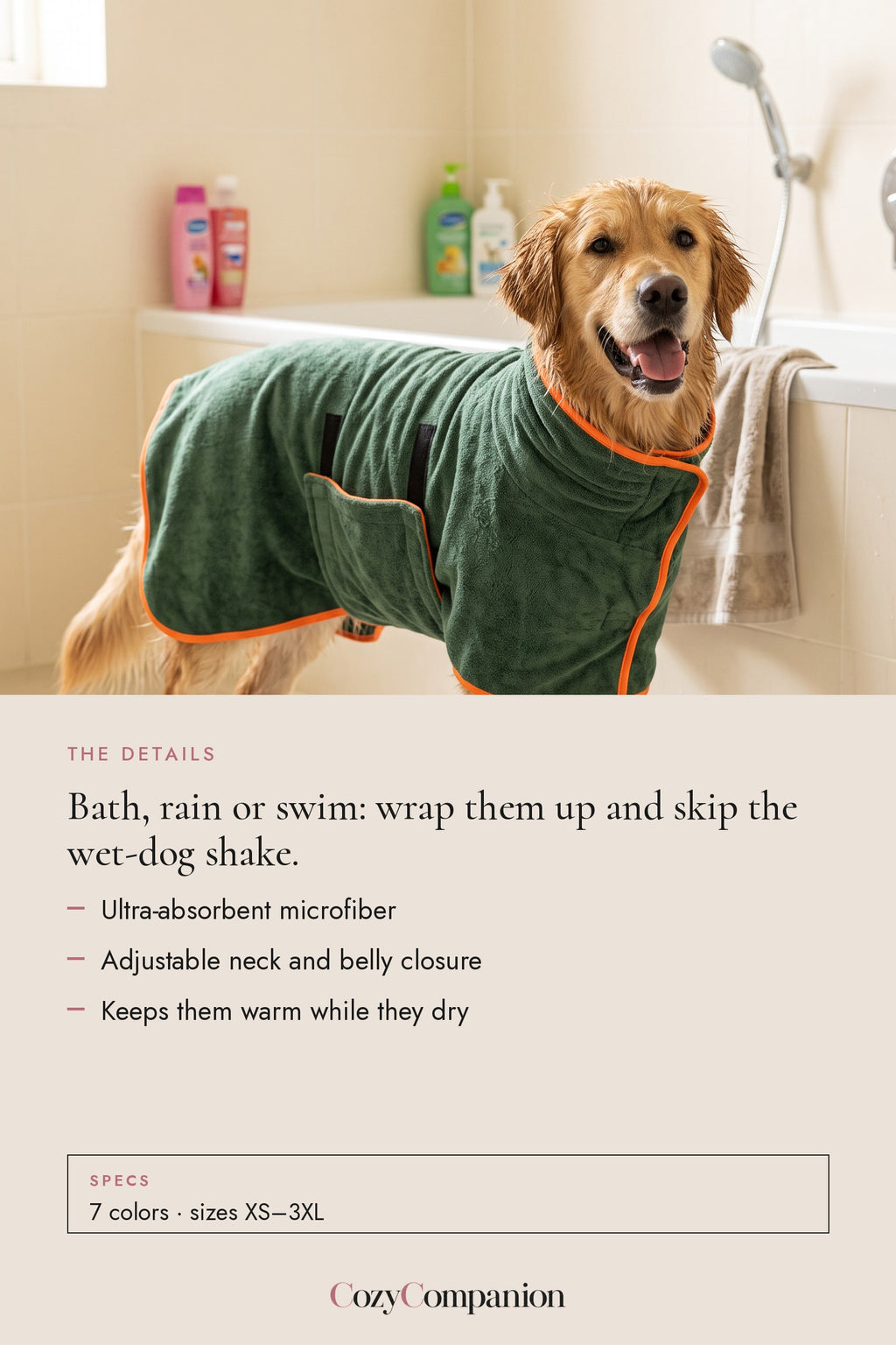 Splash Quick-Dry Dog Bathrobe: the details