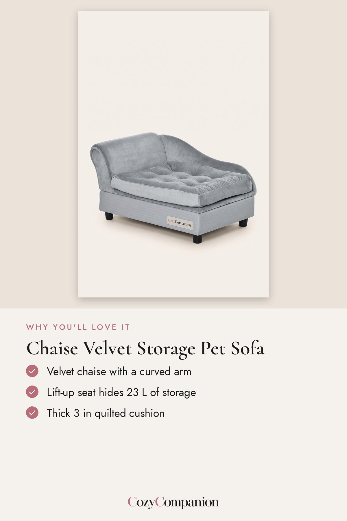 Chaise Velvet Storage Pet Sofa: why you'll love it