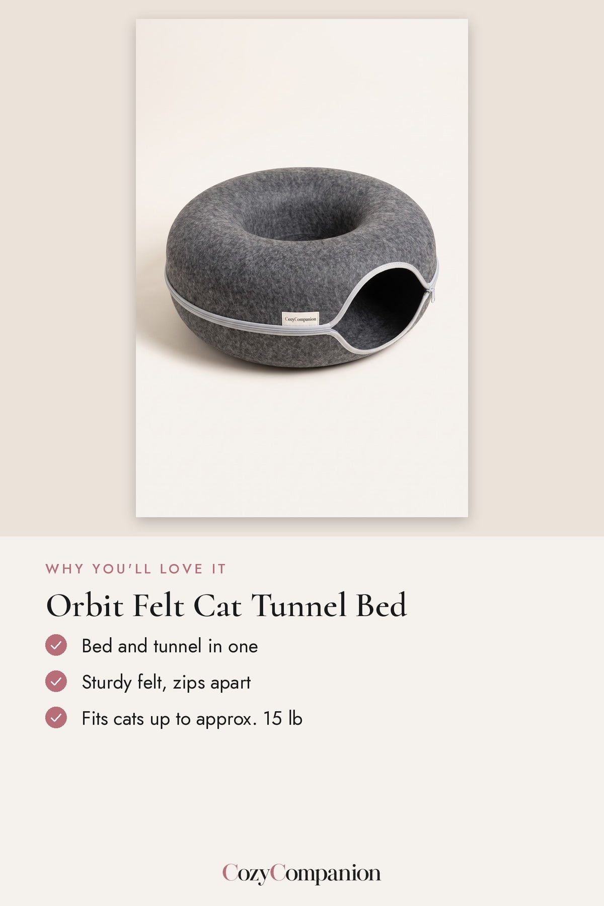 Orbit Felt Cat Tunnel Bed: why you'll love it