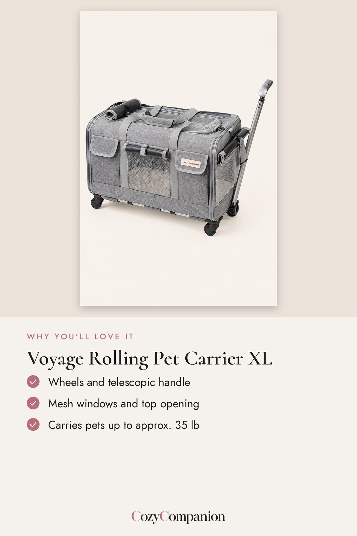 Voyage Rolling Pet Carrier XL: why you'll love it