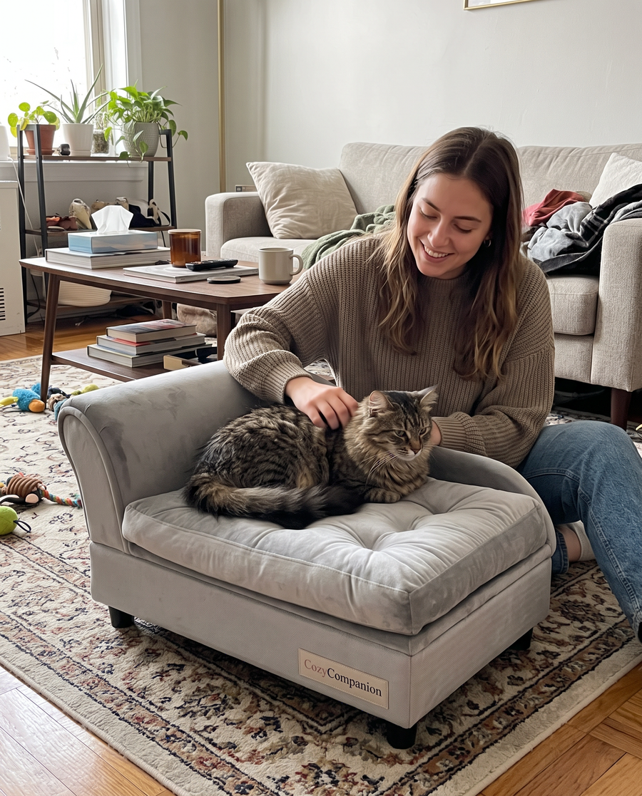 Chaise Velvet Storage Pet Sofa