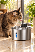 A Maine Coon drinking from the Brook XL fountain