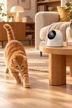 A cat chasing the dot of the Spark laser toy
