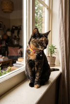 A cat wearing the Bloom floral collar