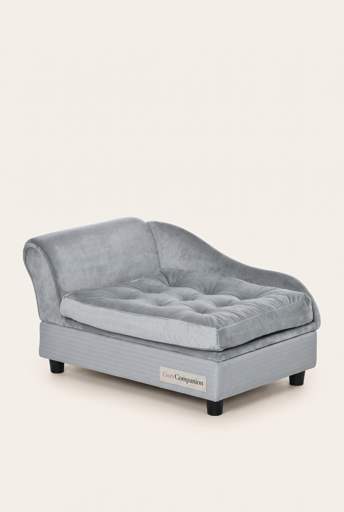 Chaise velvet storage pet sofa in light gray