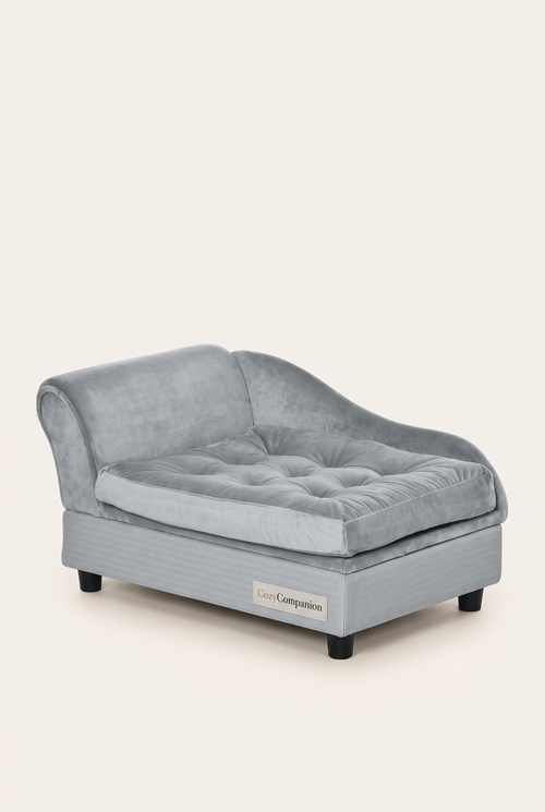 Chaise velvet storage pet sofa in light gray