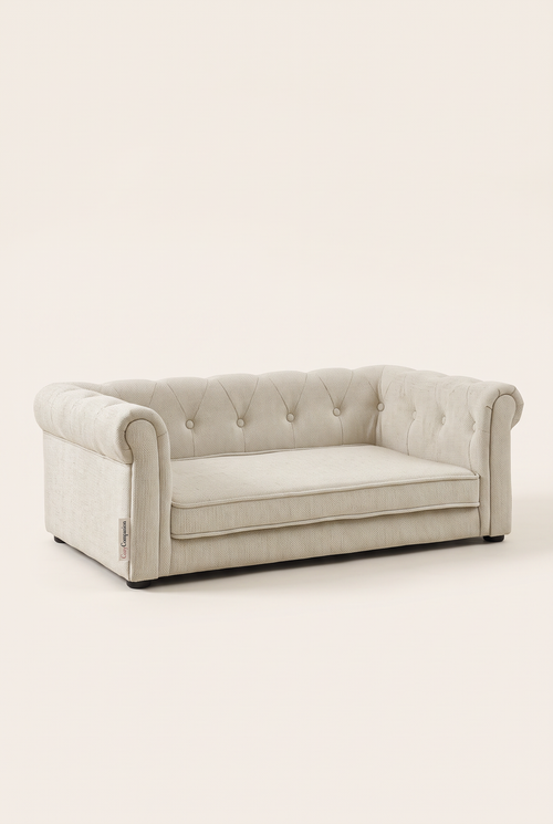 Chester tufted dog sofa in beige