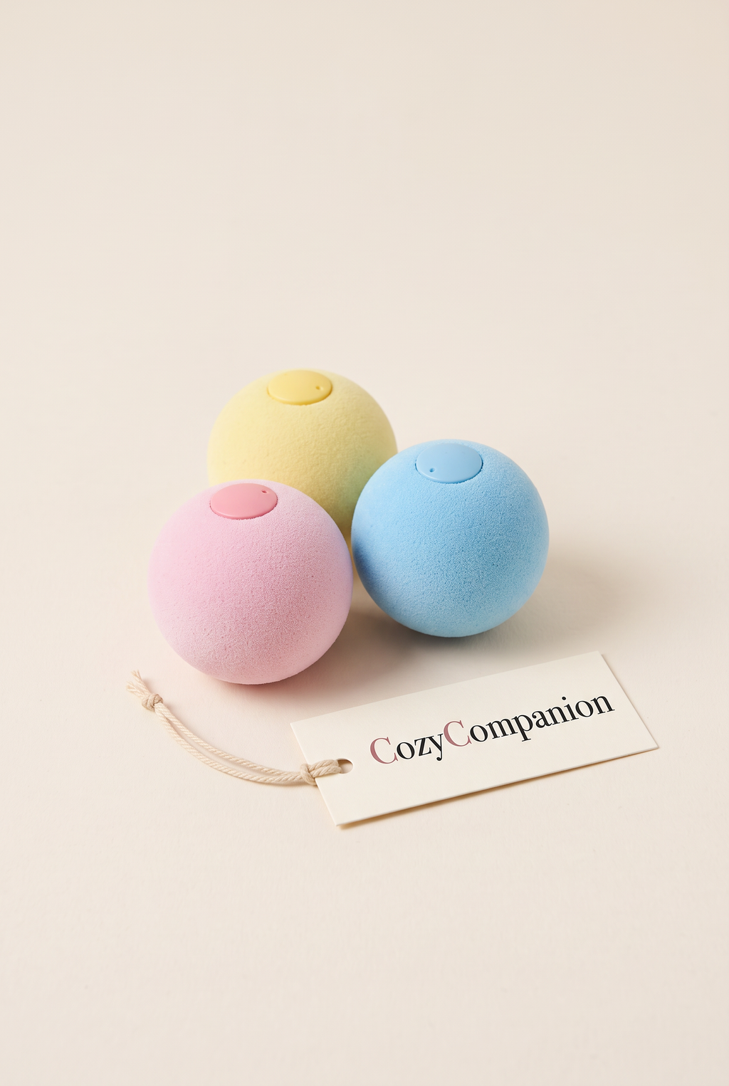 Chirp catnip balls in pink, yellow and blue