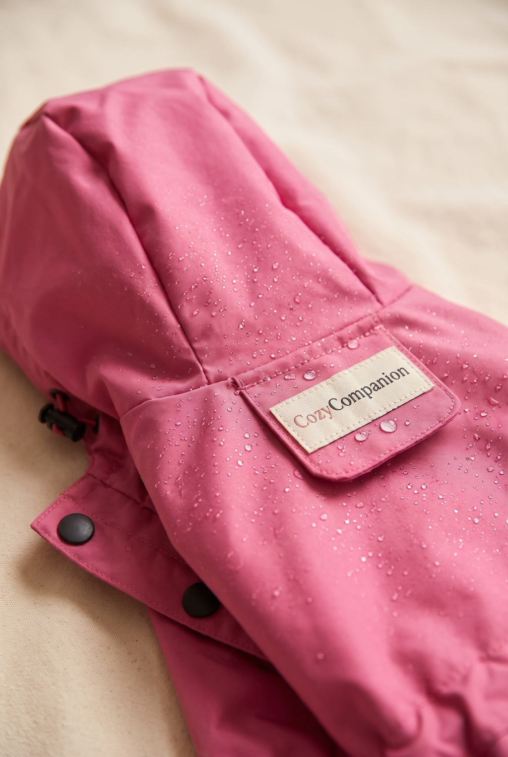 Close-up detail of the Drizzle raincoat