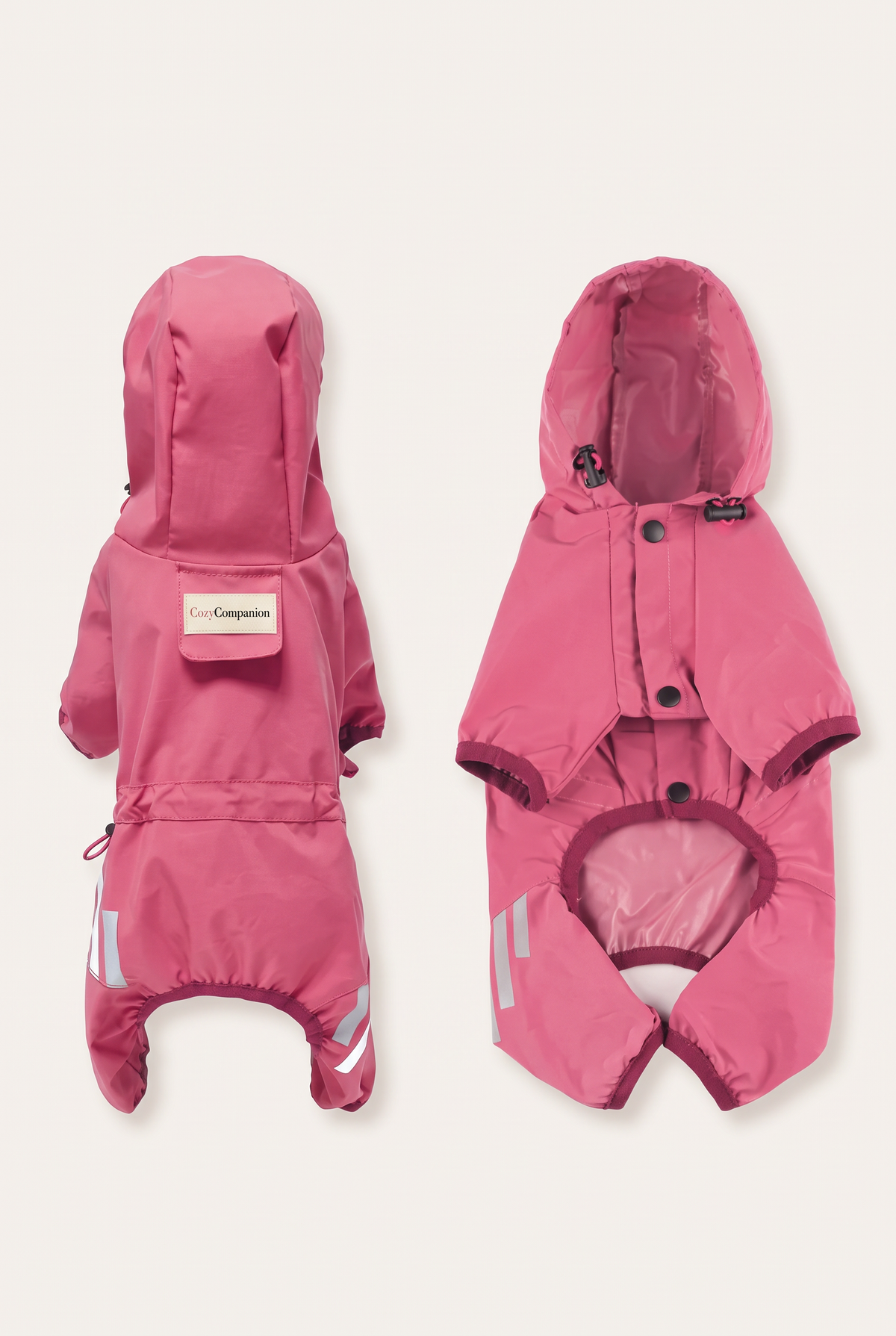 Drizzle hooded dog raincoat in raspberry