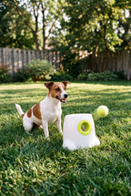 A terrier with the Fetch ball launcher