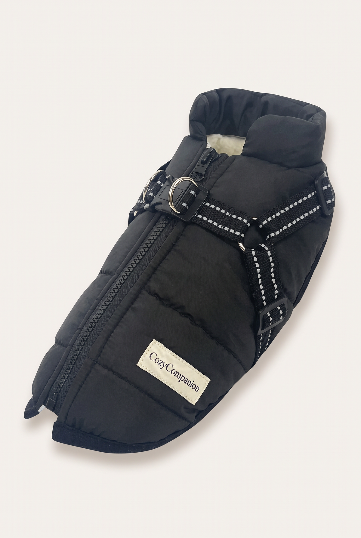 Frost harness winter dog jacket in black