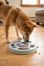 A Shiba Inu solving the Maze puzzle feeder