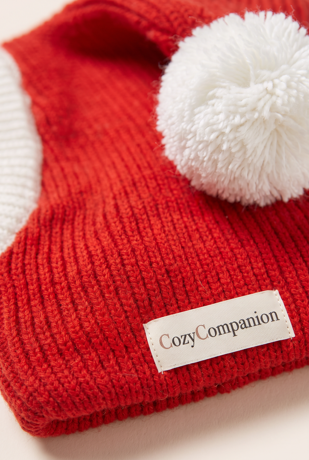 Close-up detail of the Mistle knit hood