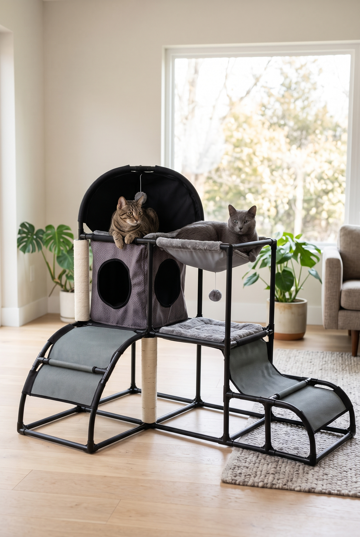 Two cats on the Perch cat tree