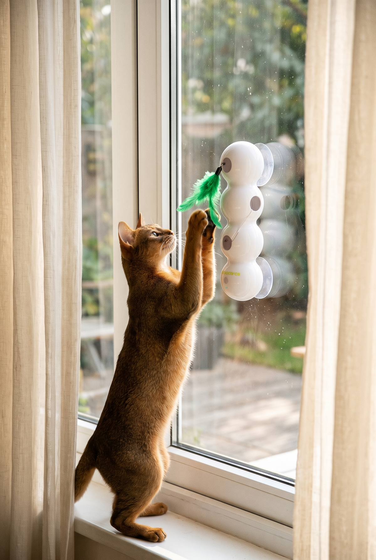 A cat playing with the Wiggle window teaser