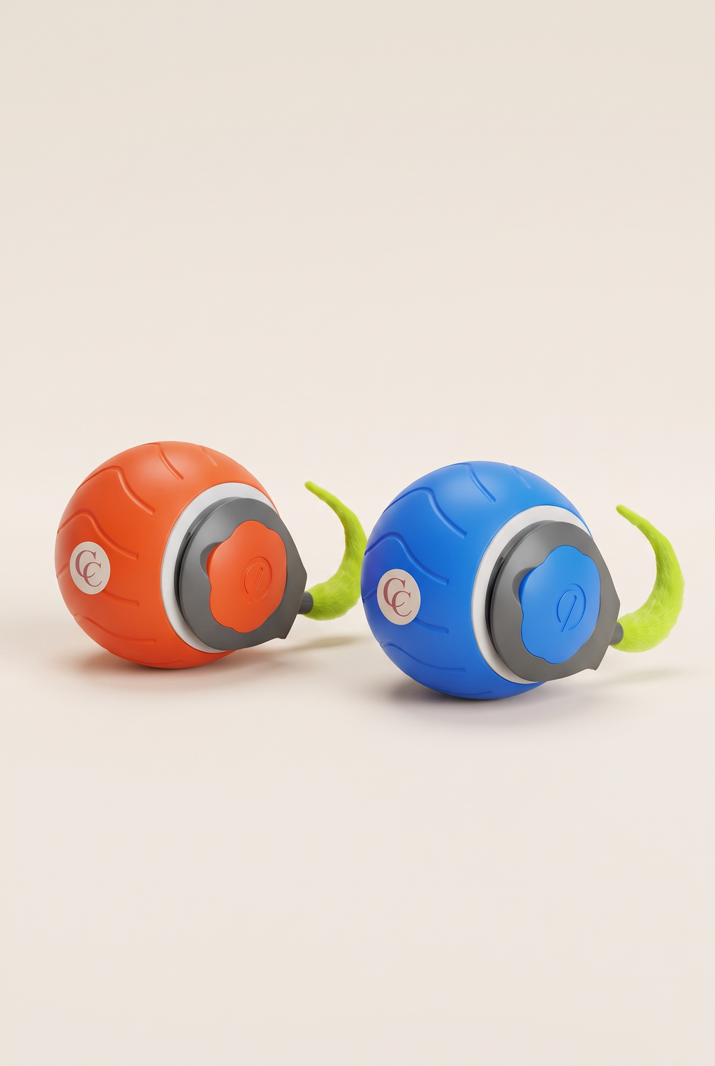 Zoom Self-Rolling Cat Ball in orange and blue